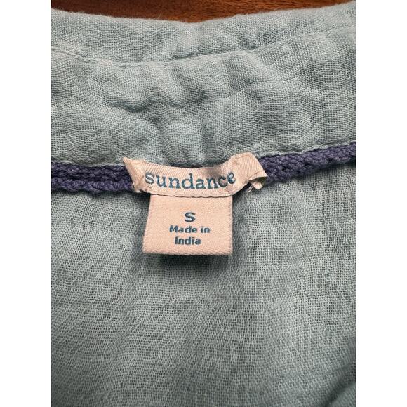 Sundance Women’s Blue Button up Collared Gauzy Boho Shirt Dress Sz Small - Picture 6 of 8